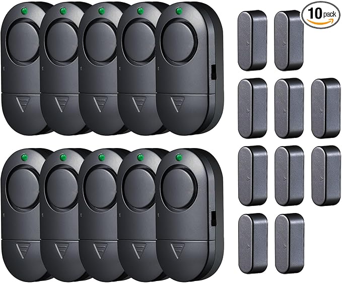 Door Window Alarm, 120DB Window Alarms for Home Security, Door Chime for Store Home, 10 Pack Black
