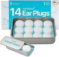 Whisper Ear Plugs (14 pcs) | Soft Silicone | Reusable Silicone Ear Plugs for Swimming, Sleep, Travel, Noise & Snoring | Moldable Comfort Fit Wax Earplugs for Sleep | Waterproof Swim Ear Plugs Adults