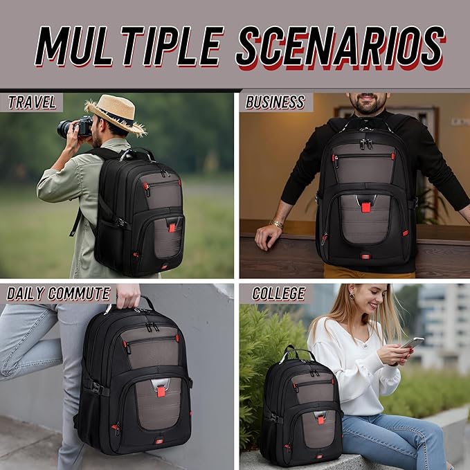 Z-MGKISS 18.4 Large Travel Backpack, USB Computer Bagpack Fits 18.4 Inch Laptop, Business Backpack for Men, TSA Flight Approved, Laptop Backpacks, Grey