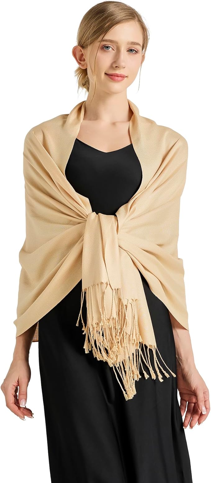 Soft Silky Pashmina Shawl Wraps Solid Colors Scarf for Wedding Evening Dresses
