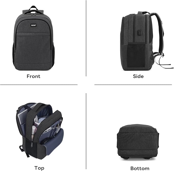 TANTOMI 17 Inch Travel Laptop Backpack for Men Women, Business Laptop Backpack with Anti Theft & USB Charging Port, Water Resistant Durable School Computer Backpack for Travel, Work, Daily Carry