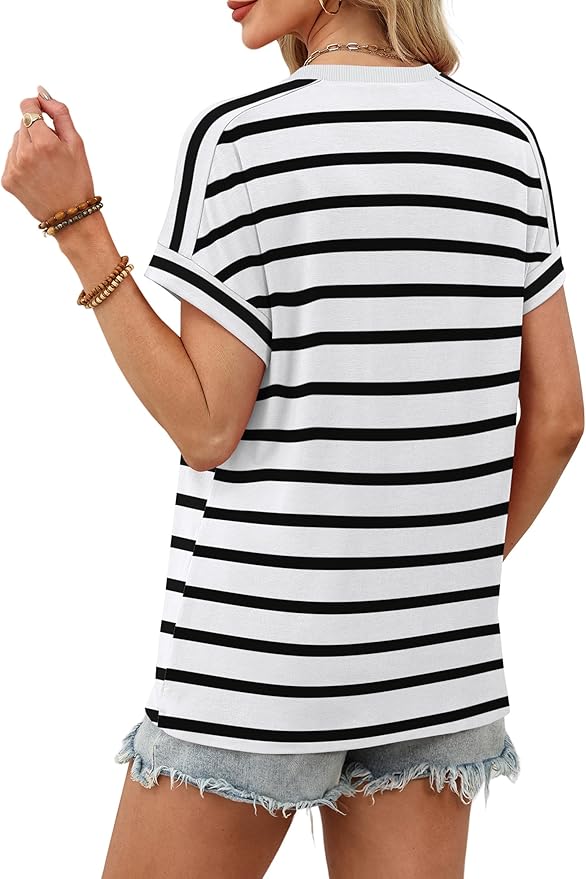 WIHOLL Womens Tops Short Sleeve Shirts Summer Outfits 2026 Spring Dressy Casual Clothes Clothing