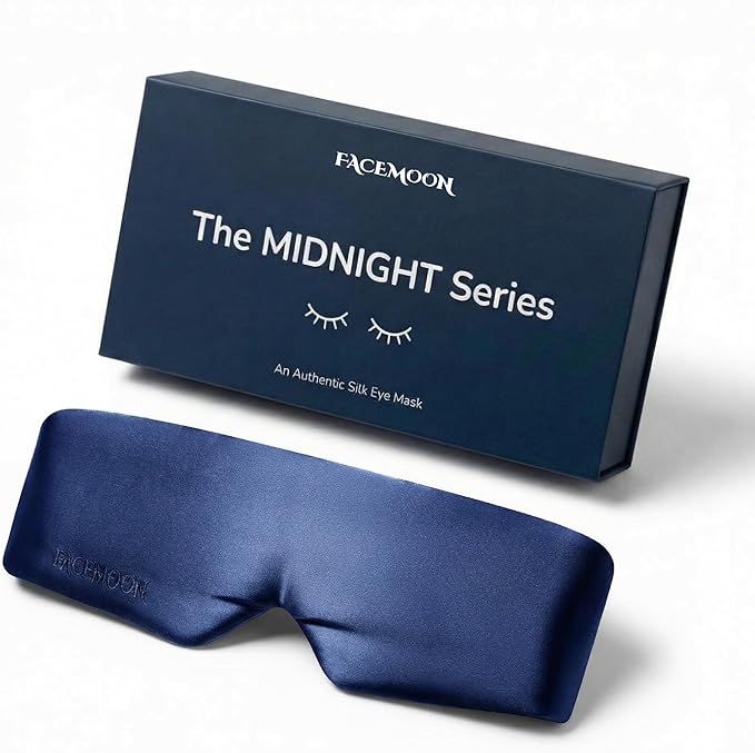Silk Sleep Mask for Side Sleepers, Face-Hugging Padded Eye Cover, Eye Mask for Sleeping Women Men, 100% 22 Momme Pure Mulberry Silk, Soft Light Blocking Mask for Travel, Naps & Shift Workers (Blue)
