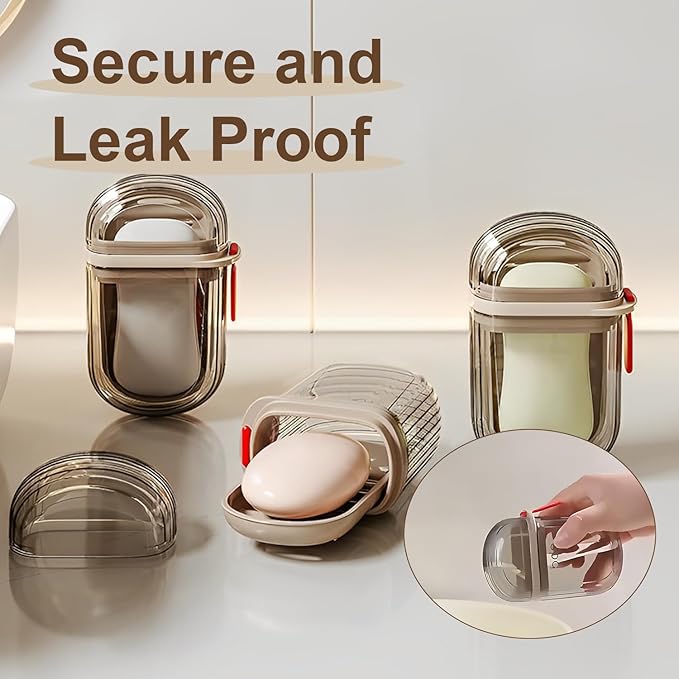 Travel Soap Case Portable Set of 2 - Leak-Proof and Waterproof Small Soap Containers with Lid for Bathroom, Shower, Gym, or Travel - Efficient Drainage Design Keeps Soap Dry and Secure