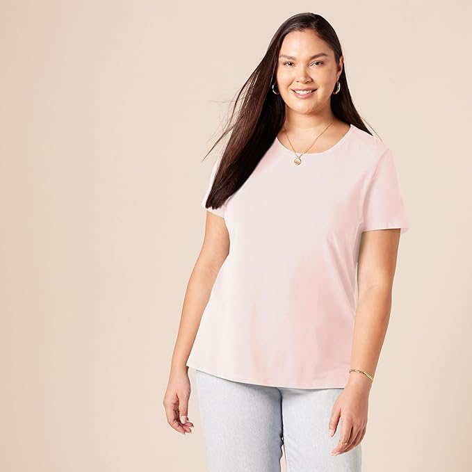 Amazon Essentials Women's Regular-Fit Short-Sleeve T-Shirt (Crewneck and V-Neck Options), Multipacks