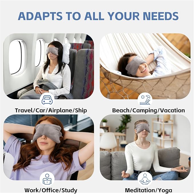 SPRING SEAON Weighted Eye Mask with 100% Patented Light Blocking Design for Men and Women, Velvet Gravity Eye Mask with Adjustable Head Circumference for Sleeping, Airplane, Travel, Gifts for Wife