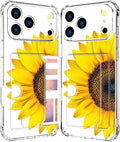 Compatible with iPhone 17 Pro Max Case Card Holder for Women Cute Design,Wallet Phone Cases Transparent Cool Kawaii Protective (Clear Sunflower Sun Flower)
