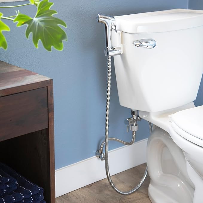 Brondell PS-91C PureSpa Essential Handheld Bidet Sprayer for Toilets, Includes Spiral Metal Hose and Holster, Ambient Temperature, Polished Chrome