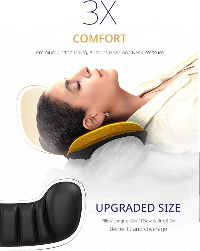 Travel Pillow, Airplane Neck Pillow for Long Flight, Oversized Head Strap with 3D Eye Mask for Sleep, 360°Support Headrest, Stop Bobblehead, Ultimate Travel Essentials for Men Women Black