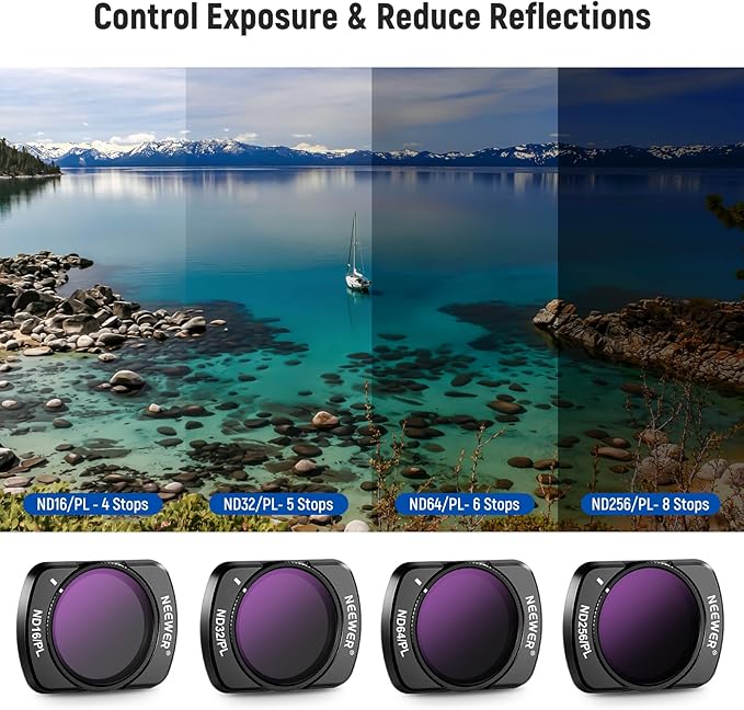 NEEWER Magnetic ND CPL UV Filter Set Compatible with DJI Osmo Pocket 4 Pocket 3 Creator Combo Accessories, Polarized ND ND16/PL ND32/PL ND64/PL ND256/PL, 6 Pack Lens Filter Kit + 2X Cleaning Cloth