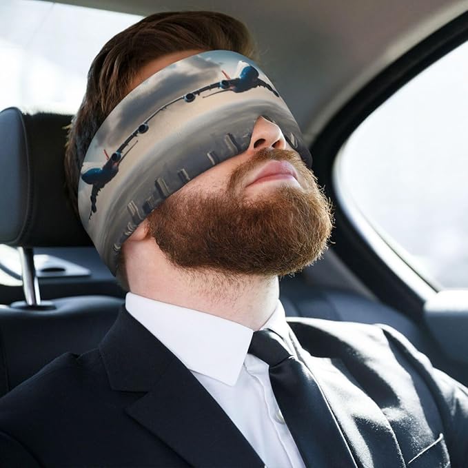 high Altitude Airplane Unisex Side Sleeping Headband, Sleeping Eye Mask and Ear Muffs, (26.8 * 4.3 inches), Indoor and Outdoor Travel Yoga Adjustable Comfort Eye and Ear Muffs,
