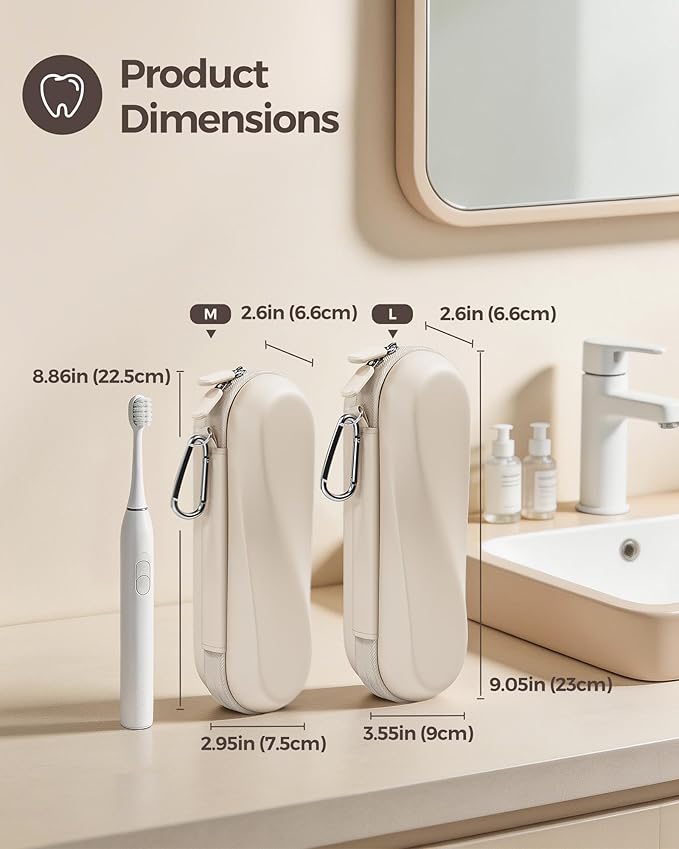 ProCase Electric Toothbrush Travel Case for Oral-B 1000/1500/5000/6000/7000/7500/9600 & iO 7/8/9/10, Philips Sonicare 1100/4100/5100/5300/6100, Water-Resistant Hard Case -M,Beige