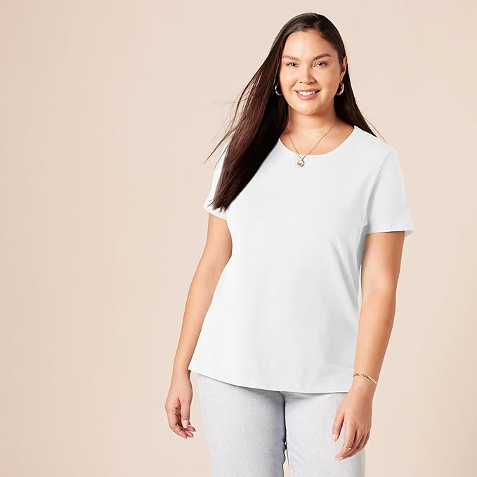 Amazon Essentials Women's Regular-Fit Short-Sleeve T-Shirt (Crewneck and V-Neck Options), Multipacks