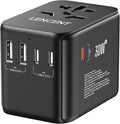 LENCENT Universal Travel Power Adapter, 30W GaN International Plug Adapter, Fast Charger with 5 USB Port(3 USB C), All-in-One Worldwide Travel Essentials for US to EU UK Ireland Australia Type C/G/A/I