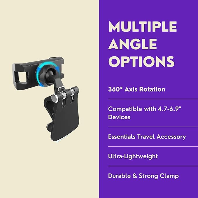 Airplane Phone Holder Mount - 360 Universal in-Flight Airplane Phone Mount - Travel Phone Holder for Airplane - Phone Holder Plane Travel - Phone Holder for Airplane Seat Back