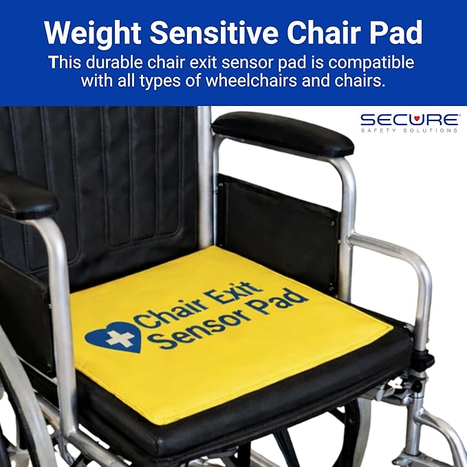 Secure Safety Solutions Chair Alarm for Elderly Dementia Patients Fall Prevention - 12" x 12" Pressure Sensor Pad, 80-120 dB Monitor - Wheelchair Safety Caregiver Alert System for Monitoring Seniors