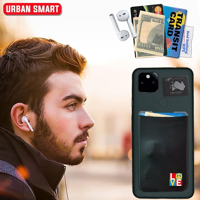 Phone Wallet - Adhesive Card Holder - Cell Phone Pouch - Stick on Lycra Pocket by Gecko - Carry Credit Cards and Cash