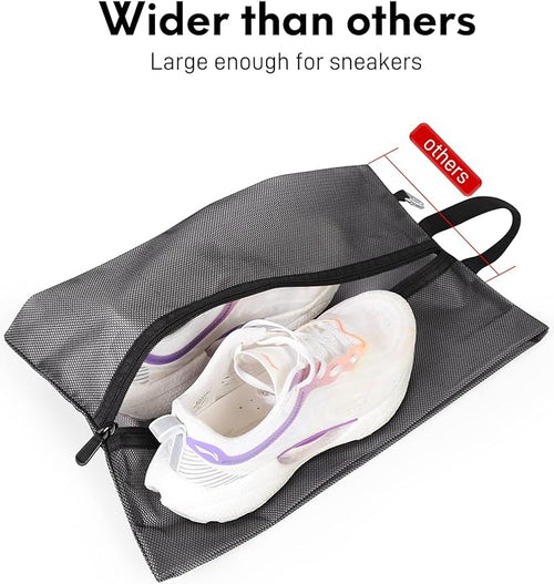 2 Pack Shoe Bags for Travel, Sneaker Bags, Waterproof Travel Shoe Bags with Zipper for Packing, Golf Shoe Dust Bags for Man and Women, Large, Black