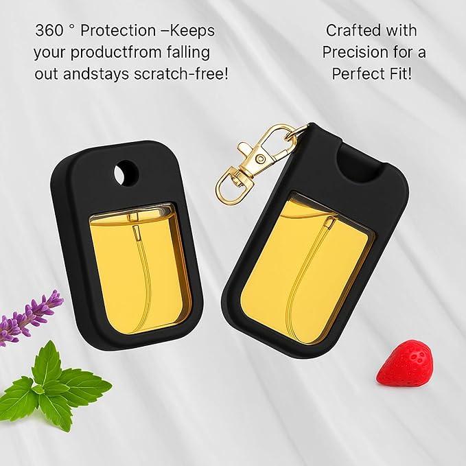 Hand Sanitizer Spray Case with Keychain, Durable Silicone Holder Compatible with Touchland Power Mist & Glow Mist (1 fl oz)