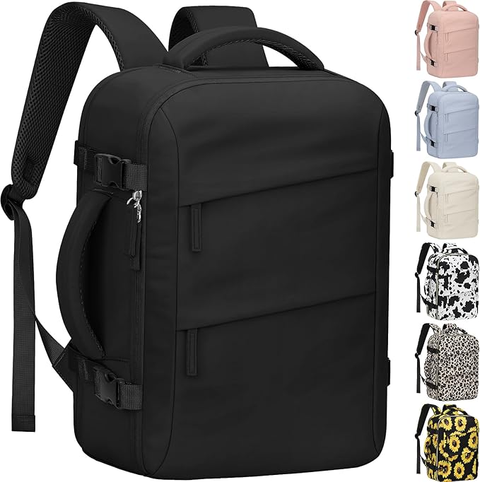Tenot Large Travel Backpack Personal Item Size for Women Men TSA Approved Waterproof 17 Inch Laptop Backpack College Business Work Weekender Hiking Travel Essentials Backpack Black