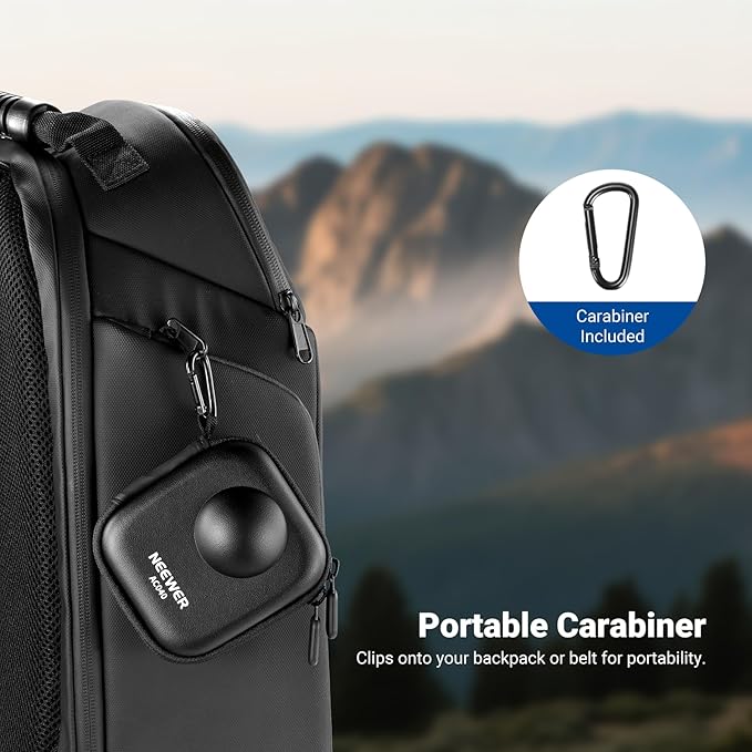 NEEWER Storage Case Compatible with DJI Osmo 360 Only, Protective Portable Splashproof Dustproof Travel PU Hard Shell Carrying Bag Action Camera Accessories with Carabiner, AC040