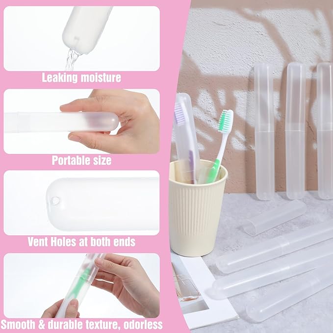 8 PCS Tooth Brush Travel Case, Clear Tooth Brush Holder for Travel, Protective Tooth Brush Case Travels Storage for Family, Business Trips and Camping