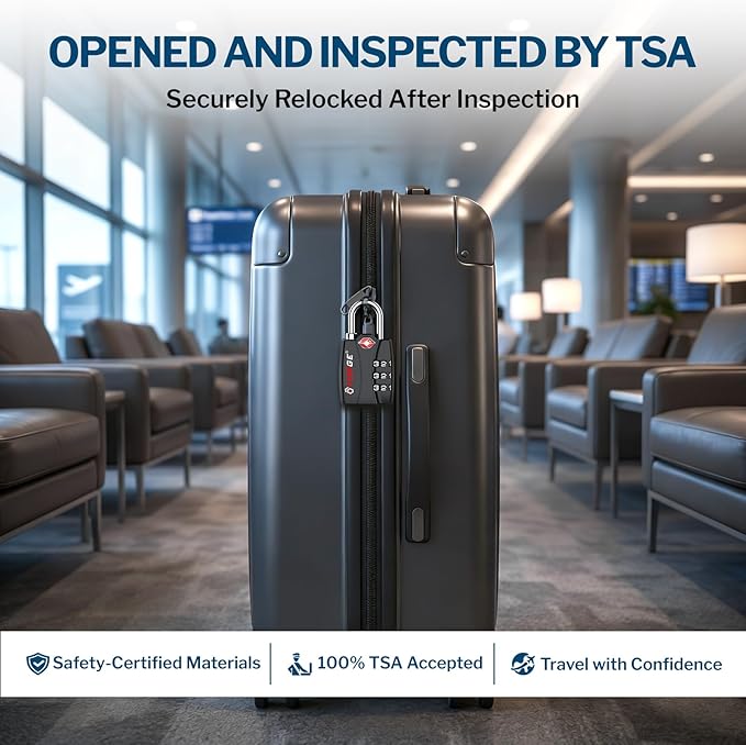 Forge Open Alert TSA Approved Luggage Locks - 3 Digit Combination, Easy Read Dials, Zinc Alloy Body - Ideal Travel Lock for Luggage, Suitcases, Bags & Toolboxes (4 Colors #1)