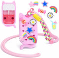 Mity rain Hand Sanitizer Spray Case Compatible With Touchland, Cute Silicone Hand Sanitizer Holder Keychain with 4 Charms, Portable Refillable Sanitizer Accessory, Gift for Women And Teens