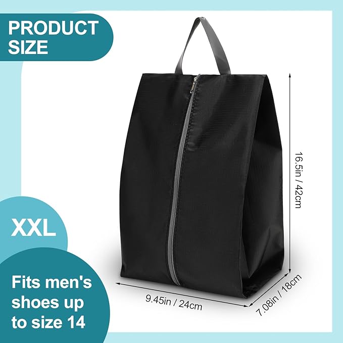 Paterr 18 Pcs Shoe Bags for Travel XX-Large Storage Packing Organizer Waterproof Shoe Carrier with Zipper Protable Covers for Travel for Women Men, Black