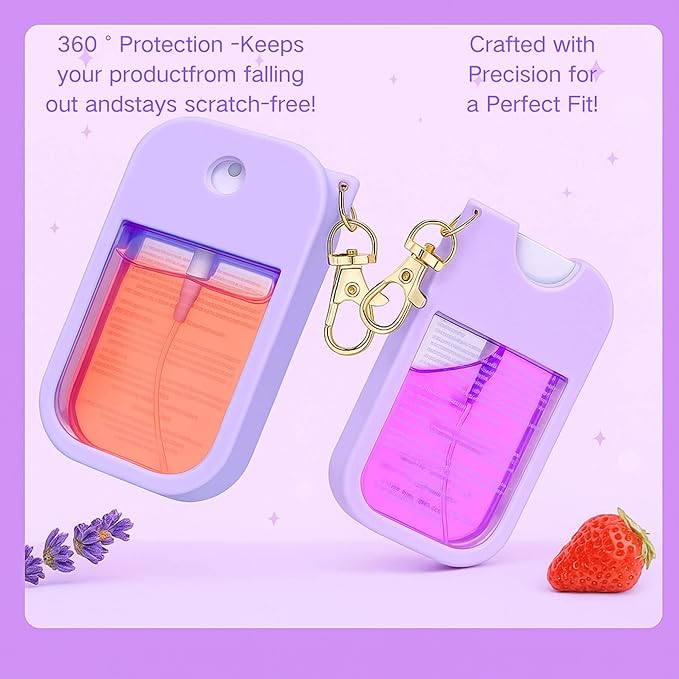 SAANG & JAT Hand Sanitizer Spray Case Compatible with Touchland, Silicone Holder Cherry Keychain for Touch Land Mist Case