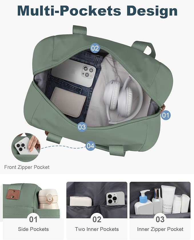 Pritent Travel Duffle Bag, Waterproof Weekender Overnight Hospital Bags for Women Men with Toiletry Bag Lightweight Carry on Personal Item Duffle Gym Bag for Travel, Airplanes, Sports