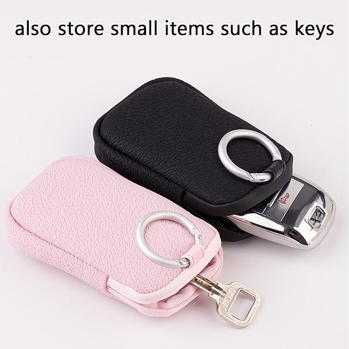 MUQING Silicone Case for Hand Sanitizer Card Spray, Storage Bag with Sliver Spring-loaded Buckle, Accessory Pouch, Power Mist and Glow Bottle Mist 1FL OZ (Black)