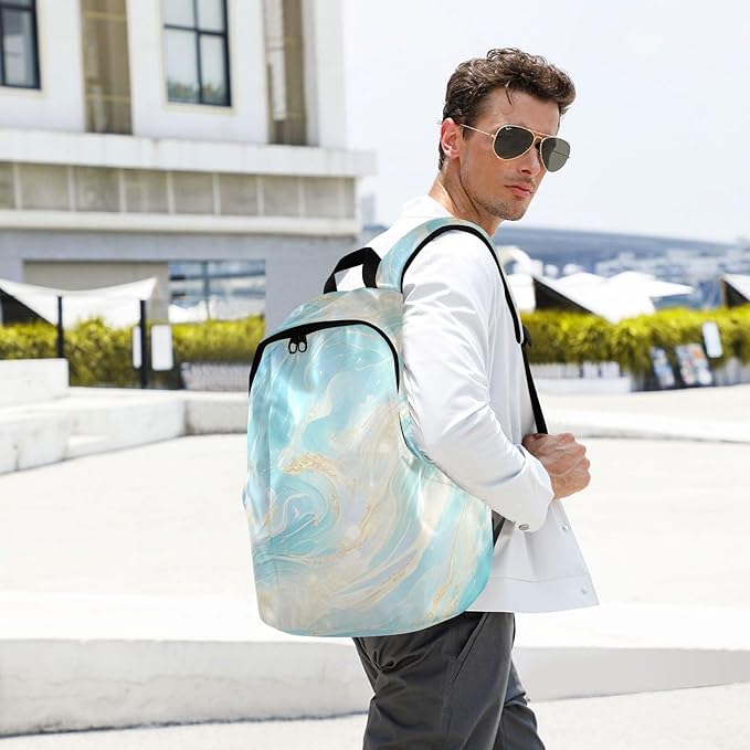 Anti Theft Backpack Lightweight Mens Laptop Bag Laptop Bag 15.6 Inch for Women & Men Outing Work Family TravelWhite Teal