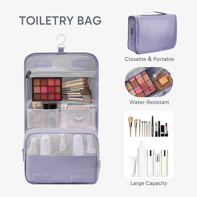 OlarHike ALL INCLUDED 10 Set Durable Packing Cubes for Travel,Gifts for Women Mom,Luggage & Suitcase Organizers with Toiletry Bag,Vacation Essentials for Cruise & Plane,Beach Accessories,Purple Gray