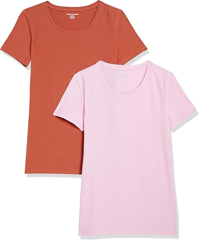 Amazon Essentials Women's Regular-Fit Short-Sleeve T-Shirt (Crewneck and V-Neck Options), Multipacks