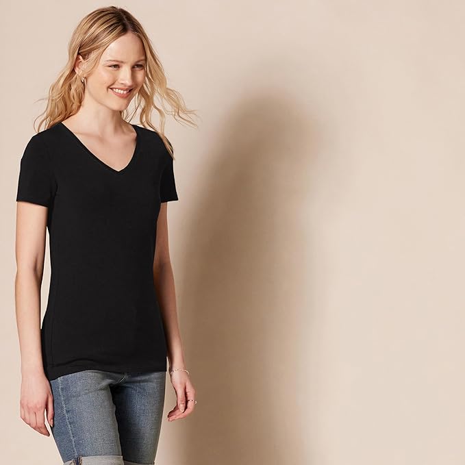 Amazon Essentials Women's Regular-Fit Short-Sleeve T-Shirt (Crewneck and V-Neck Options), Multipacks