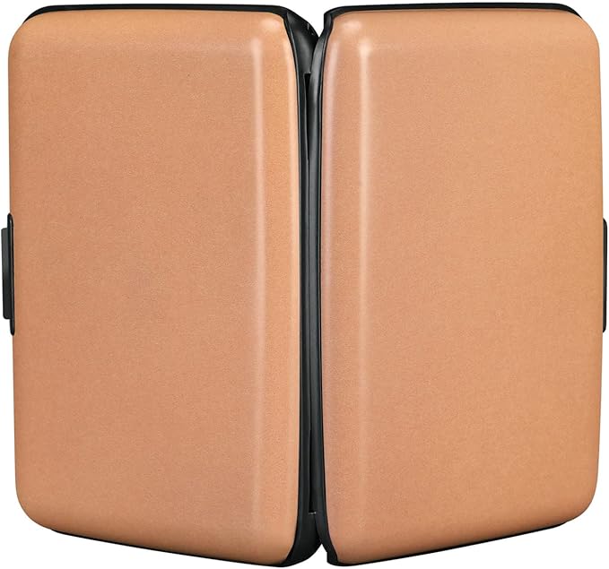 ELFISH RFID Blocking Credit Card Protector Aluminum ID Case Hard Shell Business Card Holders Metal Wallet for Men or Women（Matte Light Pink