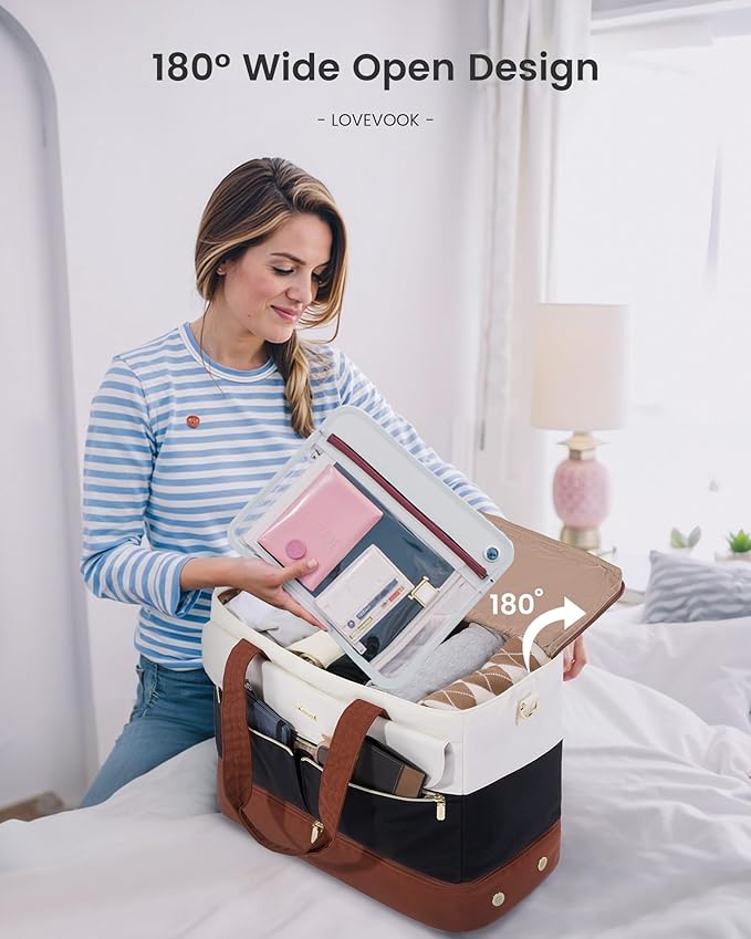 LOVEVOOK Travel Duffle Bag for Women, Wide Open Large Weekender Bags with Shoe Compartment, Carry on Overnight Bags, Hospital Bag for Women Labor Delivery with Wet Pocket
