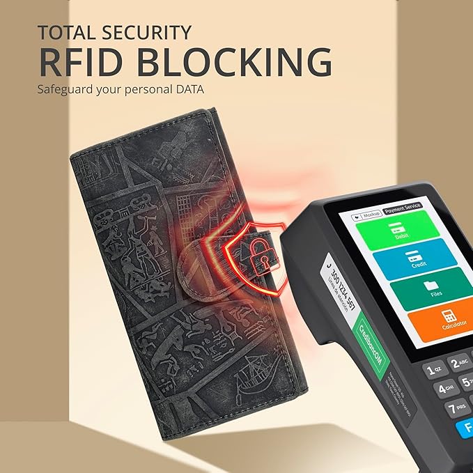 Real Leather Women Wallet Leather with RFID Blocking -Trifold Card Holder Designer Ladies Clutch with ID Window Wallets