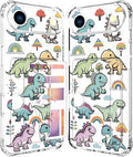 Compatible with iPhone 17 Air Case Card Holder for Women Cute Design,Wallet Phone Cases Transparent Cool Kawaii Protective (Clear Lovely Dinosaurs)