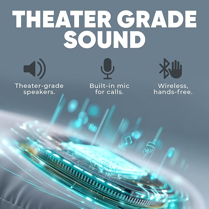 Bluetooth Music Semicircular Neck Pillow with Hood Wireless Bluetooth Speaker Suitable Airplane,Car,Office,and Outdoor Camping for Sleeping, Resting The Best Travel Essentials. (Light Gray)