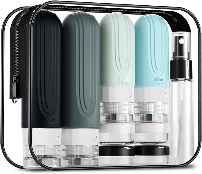 Mrsdry 16 Pack Travel Bottles - Silicone Toiletries Containers, Leak Proof Refillable Shampoo & Conditioner Essentials