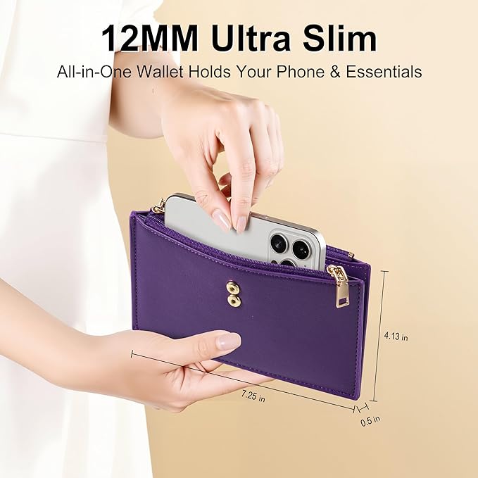 Travelambo Leather Wallets for Women Slim RFID Blocking Bifold Credit Card Holder Wallet