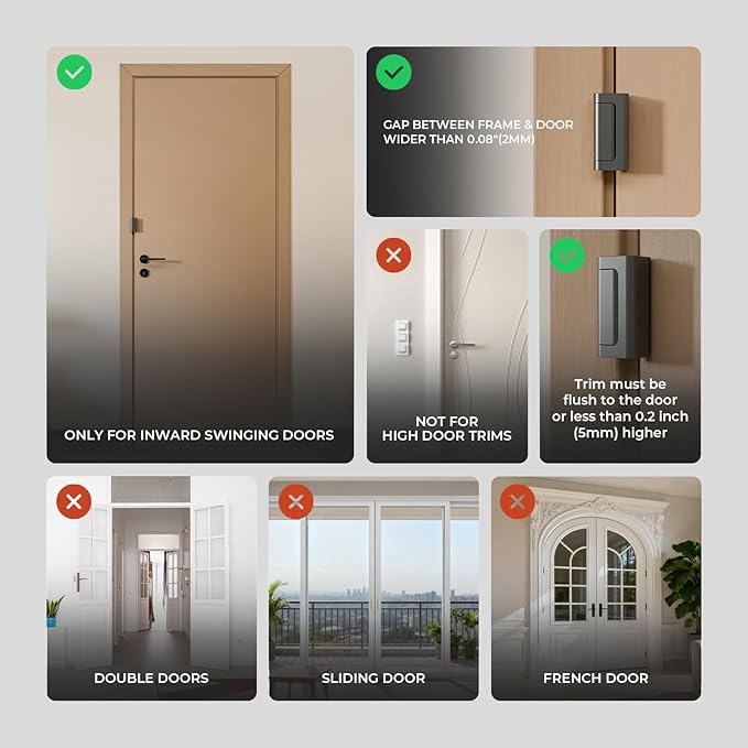 Greatalent 2Pack Home Security Door Reinforcement Lock Childproof, Door Locks for Kids Safety, Door Lock Latch Stopper for Front Door Inside Top of Door, Aluminum Construction Finish