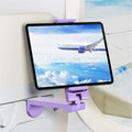 Airplane Tablet Holder Mount, Travel Essential Handsfree Tablet Stand for Flying with Multi-Directional 360 Degree Rotation, Compatible with iPad/Galaxy Tabs, Only Fits 7–11" Tablets (Purple)