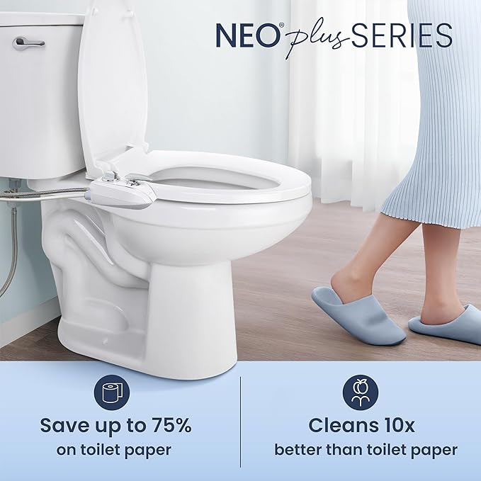 LUXE Bidet NEO 320 Plus - Warm Water, Dual Nozzle, Non-Electric Bidet Attachment for Toilet Seat, Patented Slide-In Install, 360° Self-Clean, EZ-Lift to Clean, Feminine & Rear Wash (Chrome)