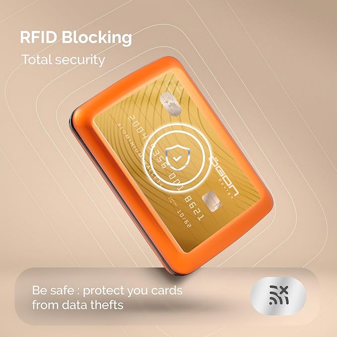 ÖGON -DESIGNS- Aluminum card holder with metal lock, RFID protection against fraud and demagnetization, compact wallet, Smart Case OSLO model
