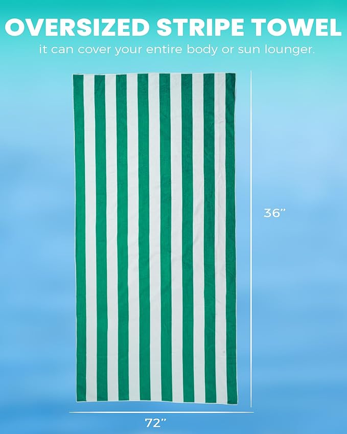 Antfuny 6 Packs Oversized 72x40 Inch Stripe Beach Towel Thin Set Extra Large XL Big Clearance Soft Super Pool Travel Bath Swim Camping Accessories Essentials Towels Bulk Men Women Adults Gift