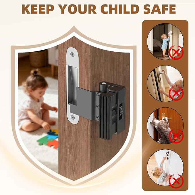 Portable Door Lock, Door Reinforcement Lock, Portable Door Lock for Travel - No Drilling, Interior Doors for Apartments, Hotels, bedrooms