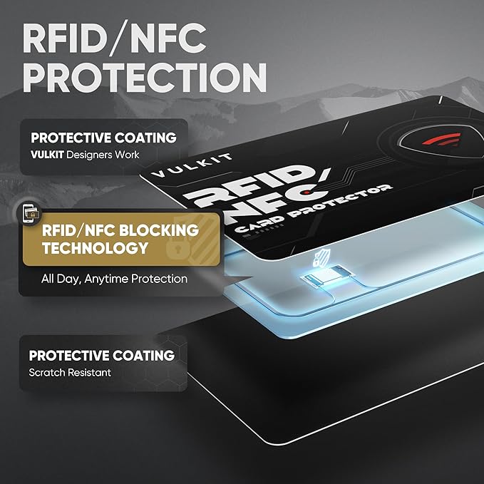 VULKIT 5 Pack RFID Blocking Cards, RFID/NFC Protectors NFC Contactless Protection Wallet Shield Travel Essentials